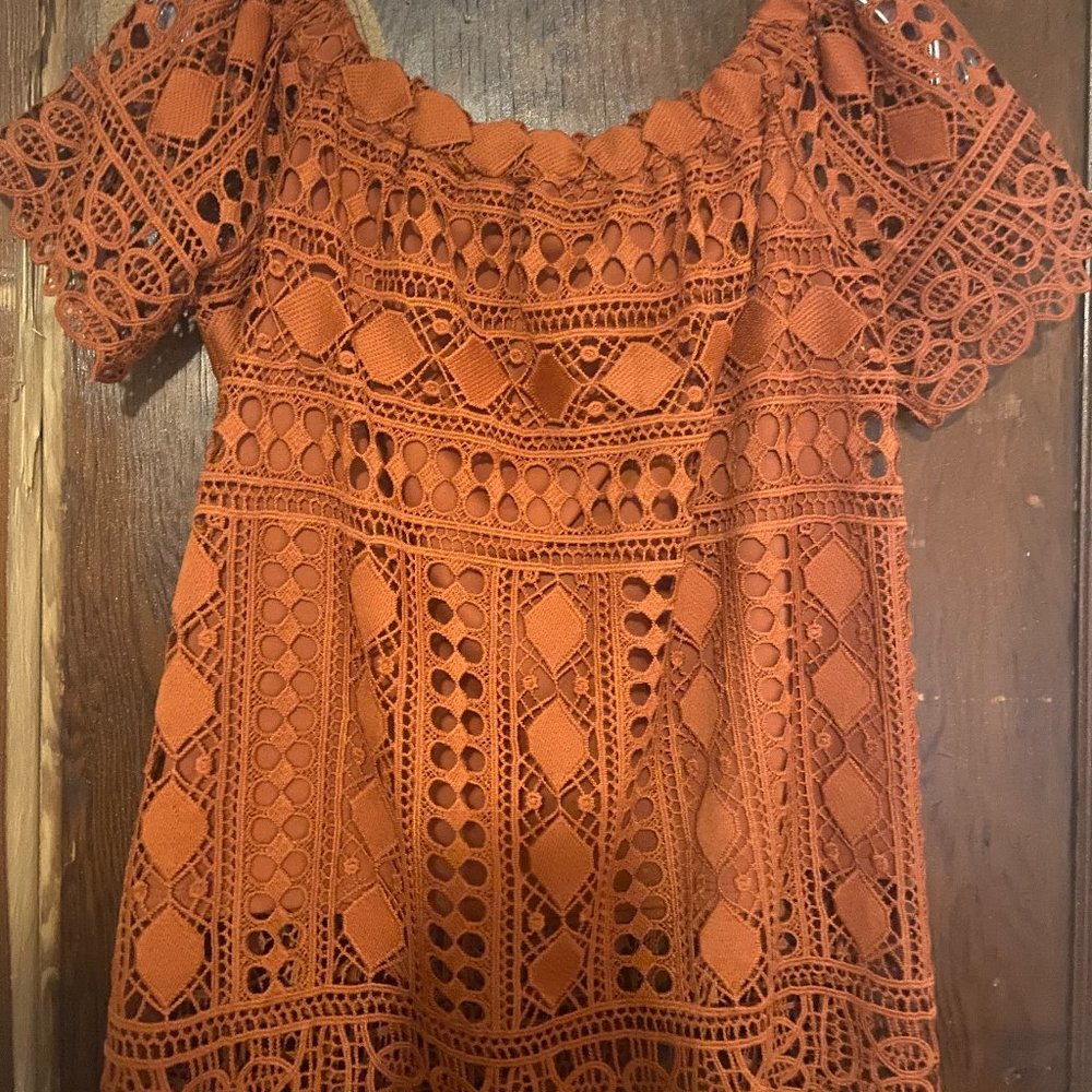 off shoulder orange shirt